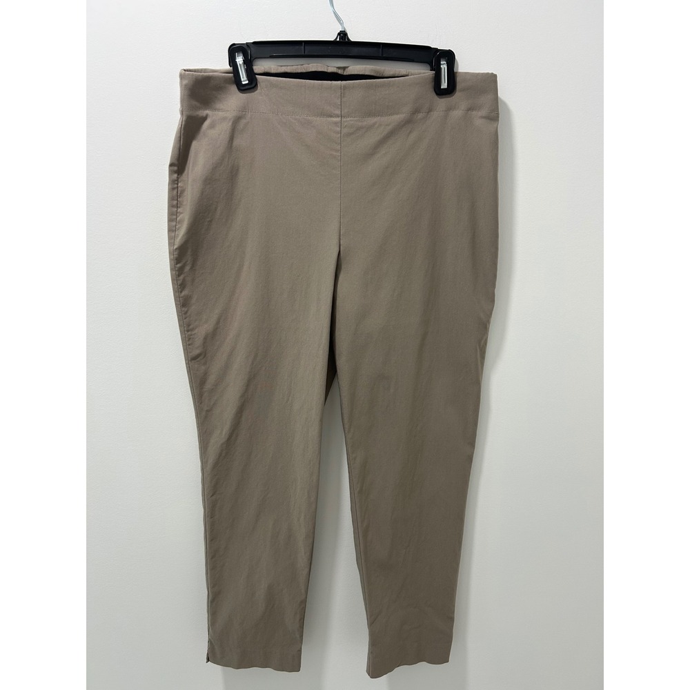 Chicos Brigette So Slimming Ankle Pants Taupe Tan Pull On Size 1.5 L Large